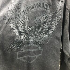 Harley Davidson Long Sleeve Button Up Shirt, Men’s L, Distressed Graphics